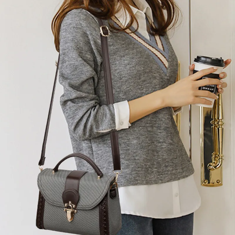GOX PU Handbag, Shoulder Bag, Crossbody Bag Regular Women's Gray/Blue Brown-1