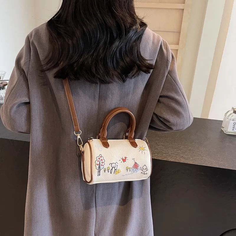 GOX PU Handbag, Shoulder Bag, Crossbody Bag Regular Women's Ecru/Black/Brown-4