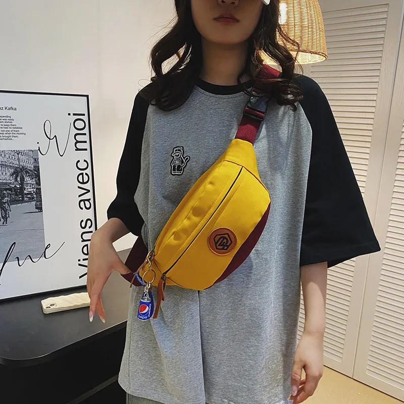 GOX Canvas Sling Bag, Fanny Pack Regular Unisex White/Black/Yellow/Green-13