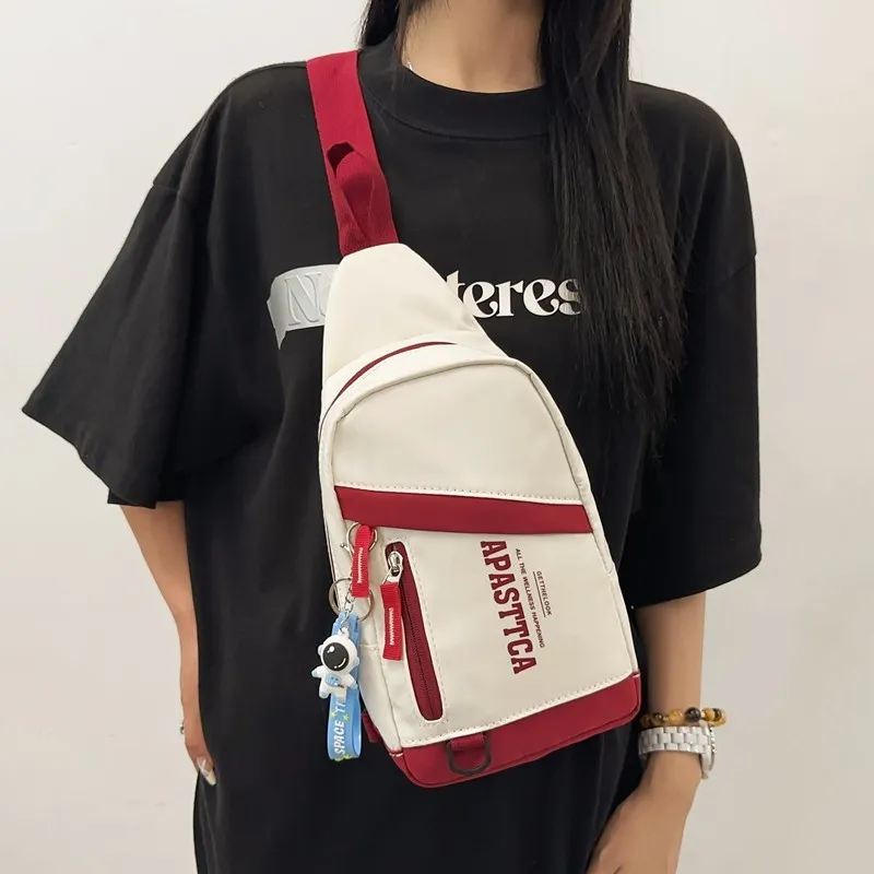 GOX Nylon Sling Bag Regular Unisex Light Gray/Black/Emerald Green/Red-7