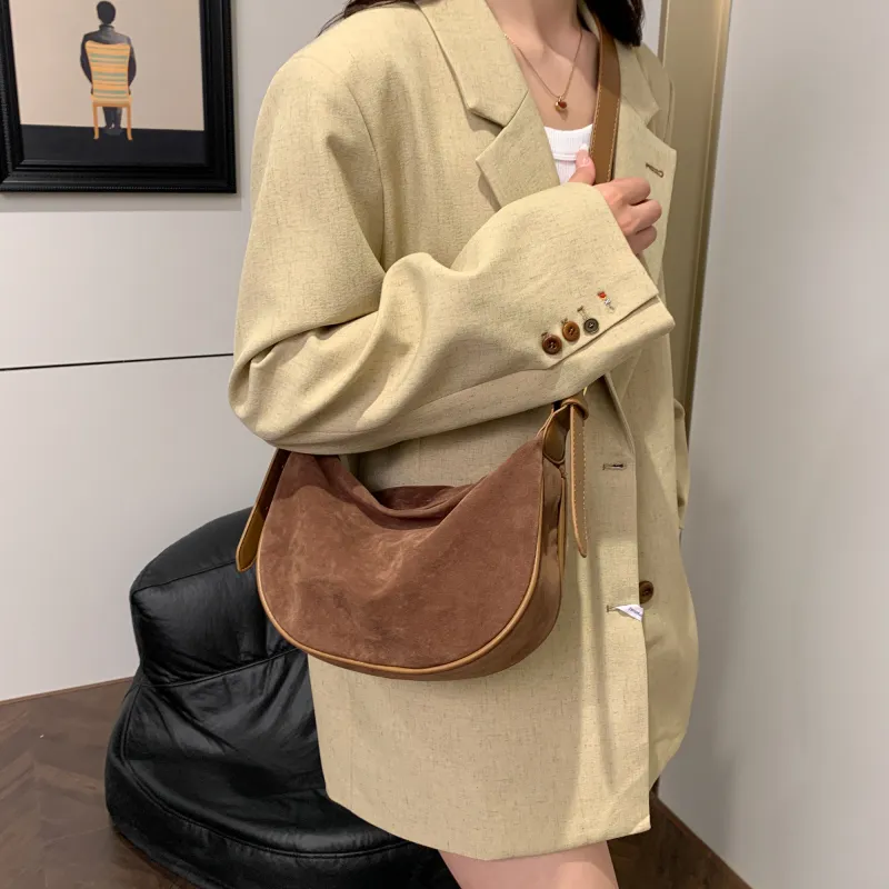 GOX Velour Shoulder Bag Women's Black/Burgundy/Brown/Coffee-14