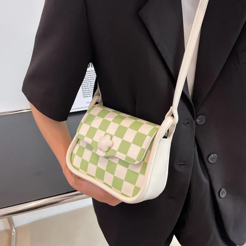 GOX PU Crossbody Bag Regular Women's Green/Pink/Milk Texture/Small Flower-2
