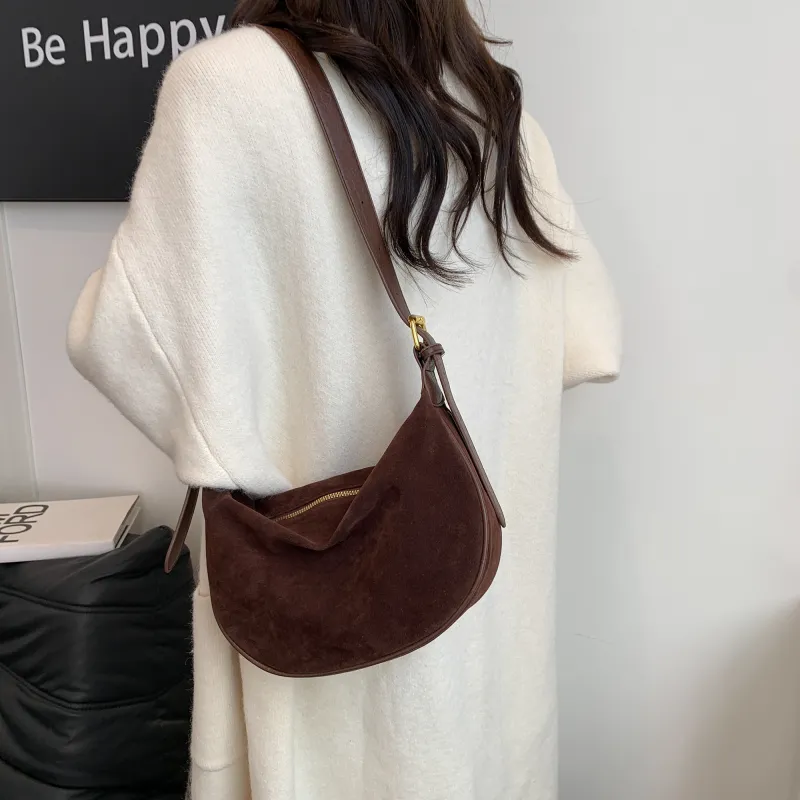 GOX Velour Shoulder Bag Women's Black/Burgundy/Brown/Coffee-22