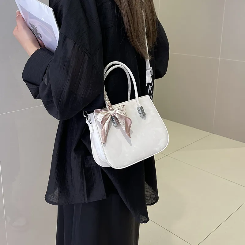 GOX PU One Shoulder Handbag Women's White/Gray/Black/Khaki/Blue/Pink-2