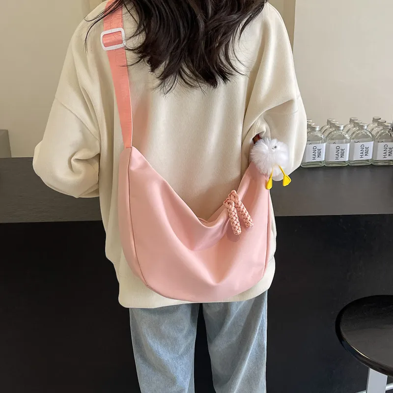 GOX Nylon Shoulder Bag Women's White/Black/Pink/Yellow/Green-18