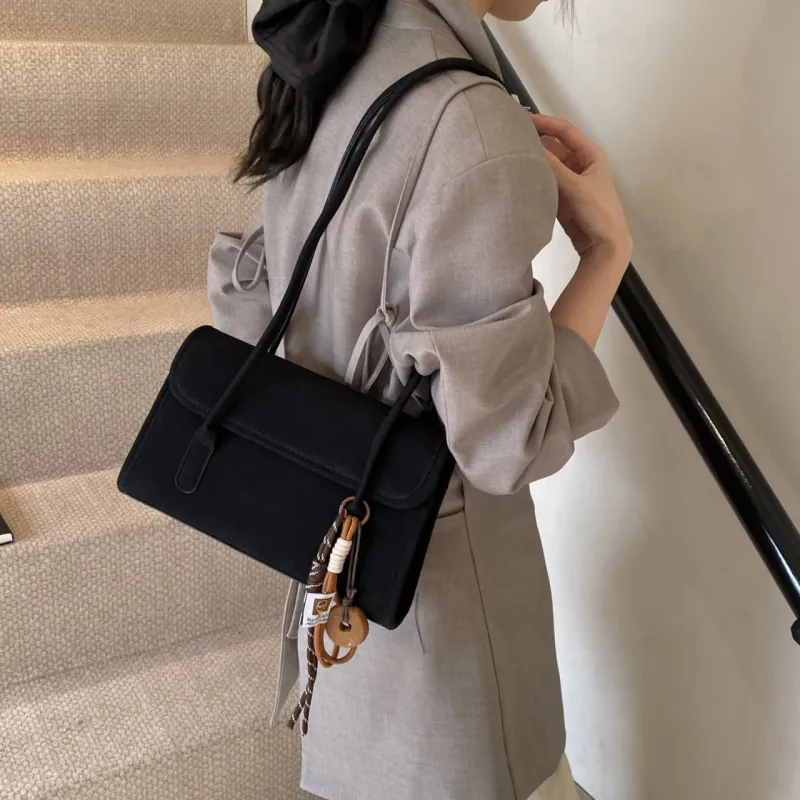 GOX Matte Shoulder Bag Women's Black/Red/Coffee/Brown-3