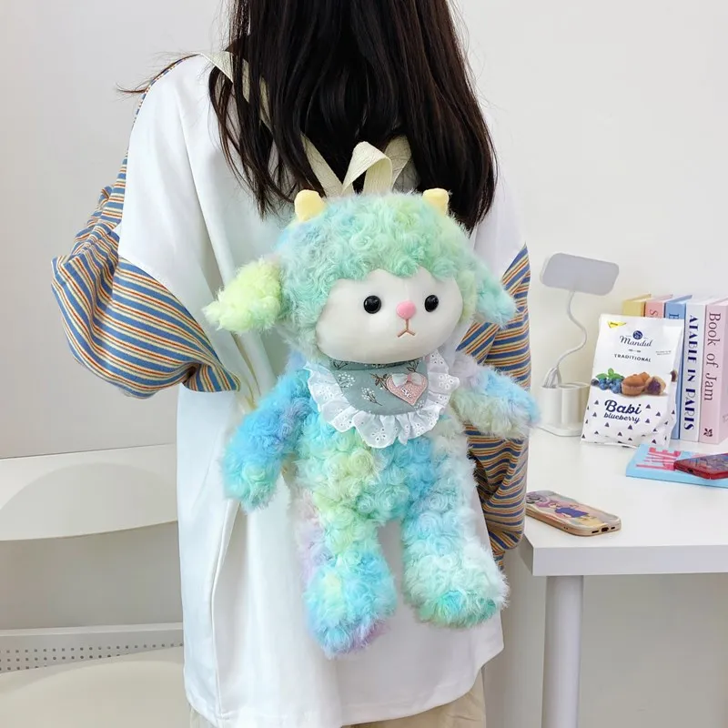 GOX Plush Backpack Women's Purple/Green/Pink/Black/White-8