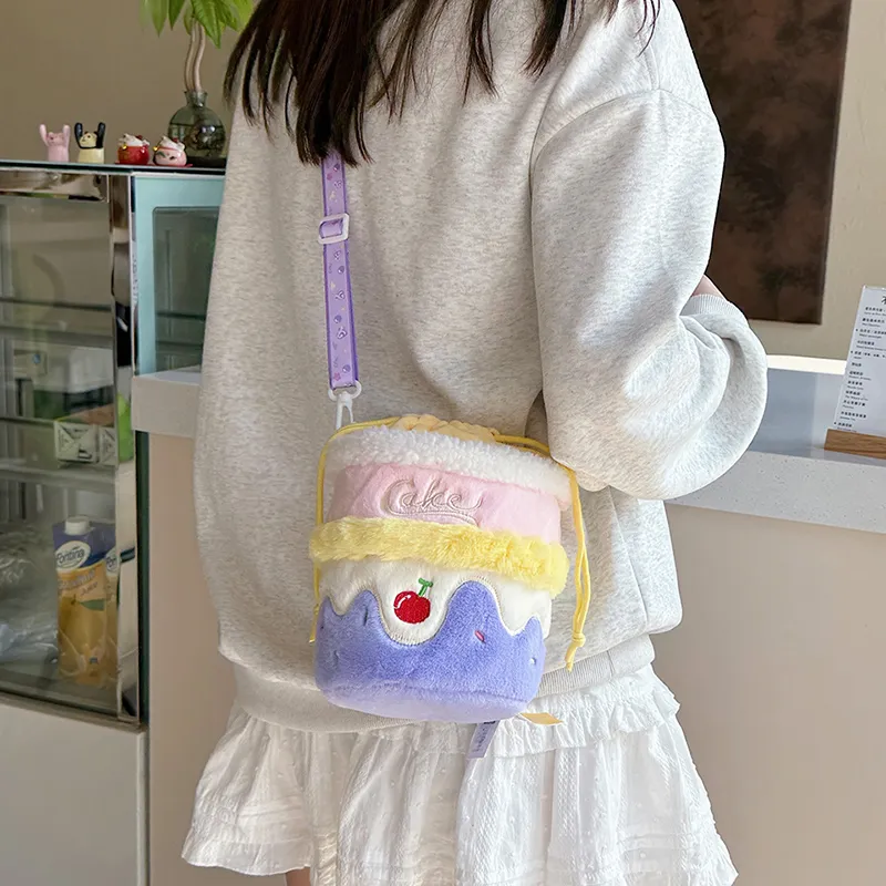 GOX Corduroy Bucket Bag, Shoulder Bag Women's Purple/Pink/Brown-2