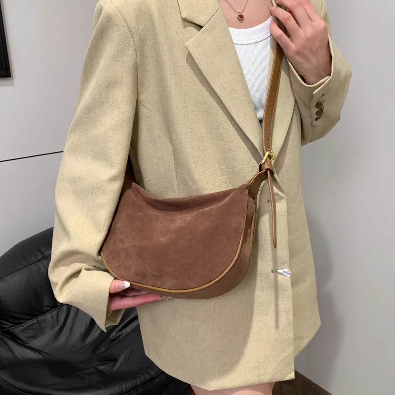GOX Velour Shoulder Bag Women's Black/Burgundy/Brown/Coffee-13