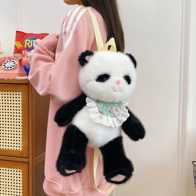 GOX Plush Backpack Women's Purple/Green/Pink/Black/White-19