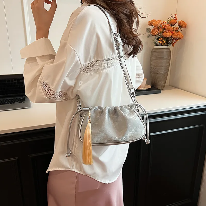 GOX PU Crossbody Bag, Shoulder Bag Women's Silver/Black/Pearl Pink/Glossy Silver-4
