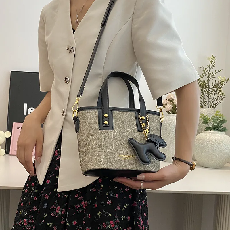 GOX PU Shoulder Bag Regular Women's Blue/Brown-17