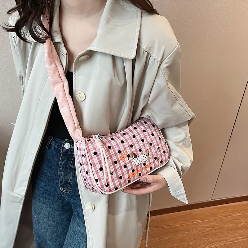 GOX Nylon Shoulder Bag Regular Women's Black/Pink/Sky Blue-11
