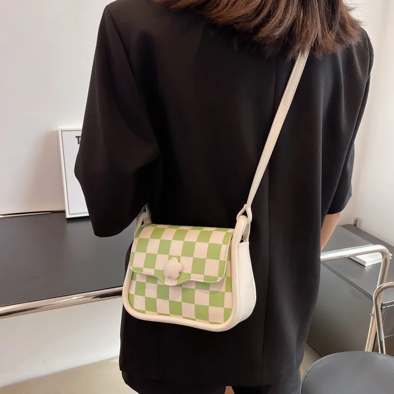 GOX PU Crossbody Bag Regular Women's Green/Pink/Milk Texture/Small Flower-5