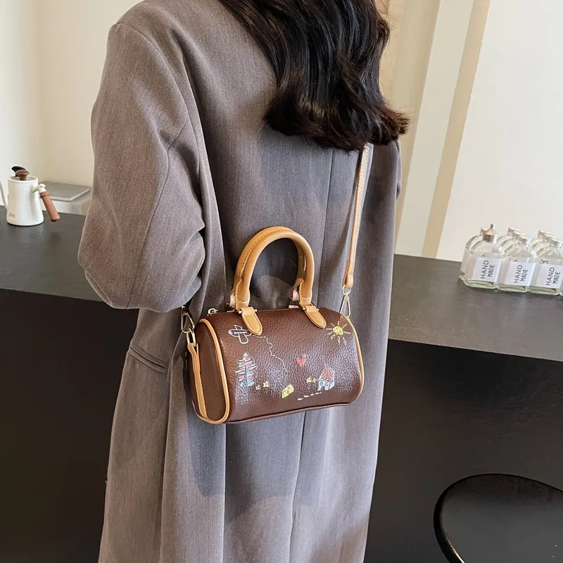 GOX PU Handbag, Shoulder Bag, Crossbody Bag Regular Women's Ecru/Black/Brown-14