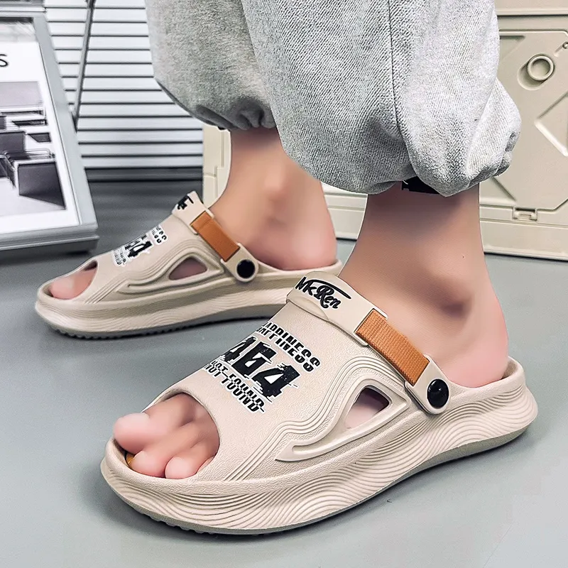 GERTOP Beach Sandals Men Black Orange, White Green, Khaki-2