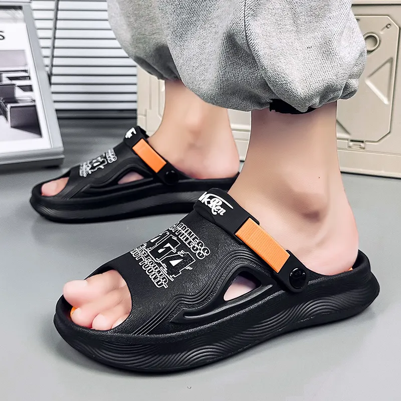GERTOP Beach Sandals Men Black Orange, White Green, Khaki-6