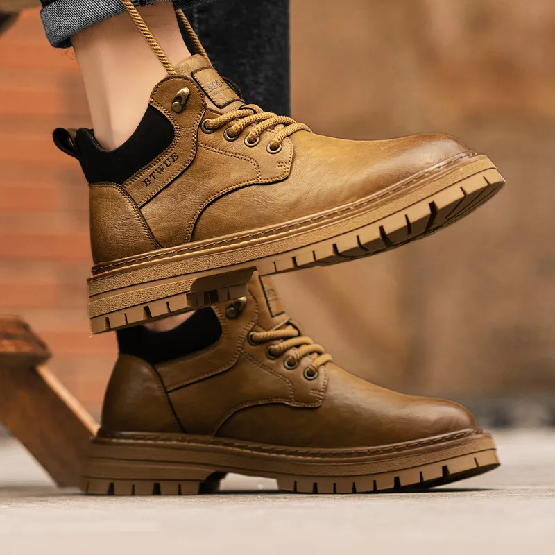 GERTOP Men's Casual Shoes Men Mid Top-4