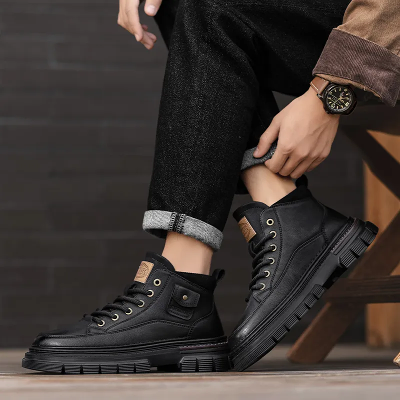 GERTOP Martin Boots Men Black, Khaki-10