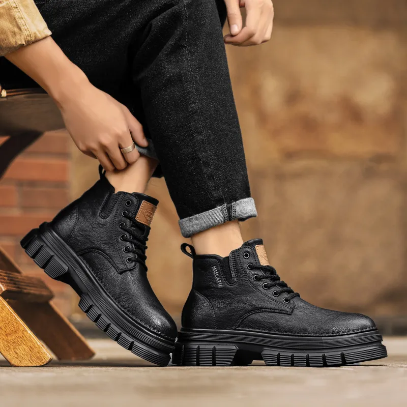 GERTOP Martin Boots Men Black/Brown-10