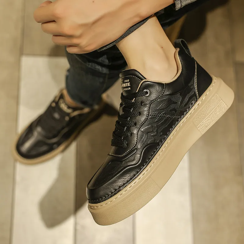 GERTOP Anti-Slip And Wear-Resistant Lightweight Breathable Height Increasing Platform Stylish Skateboarding Shoes Men's-3