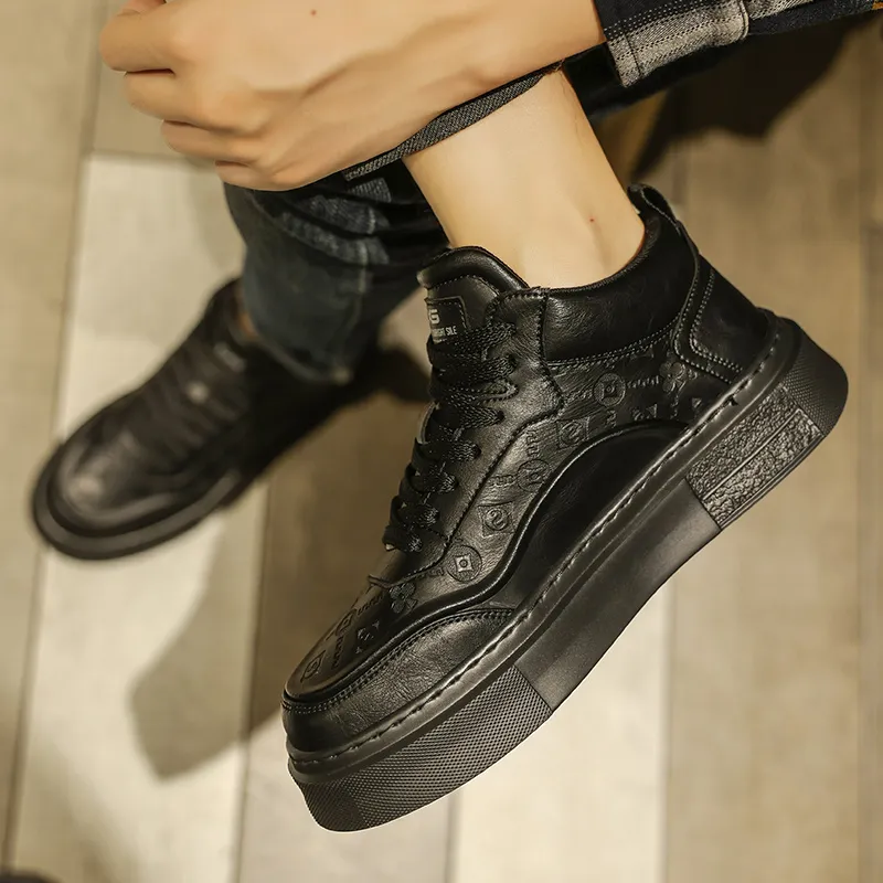 GERTOP Warm Coverage Wear Resistant Lightweight Slip Resistant Mid Top Platform Fashion Casual Skateboard Shoes Men's-18