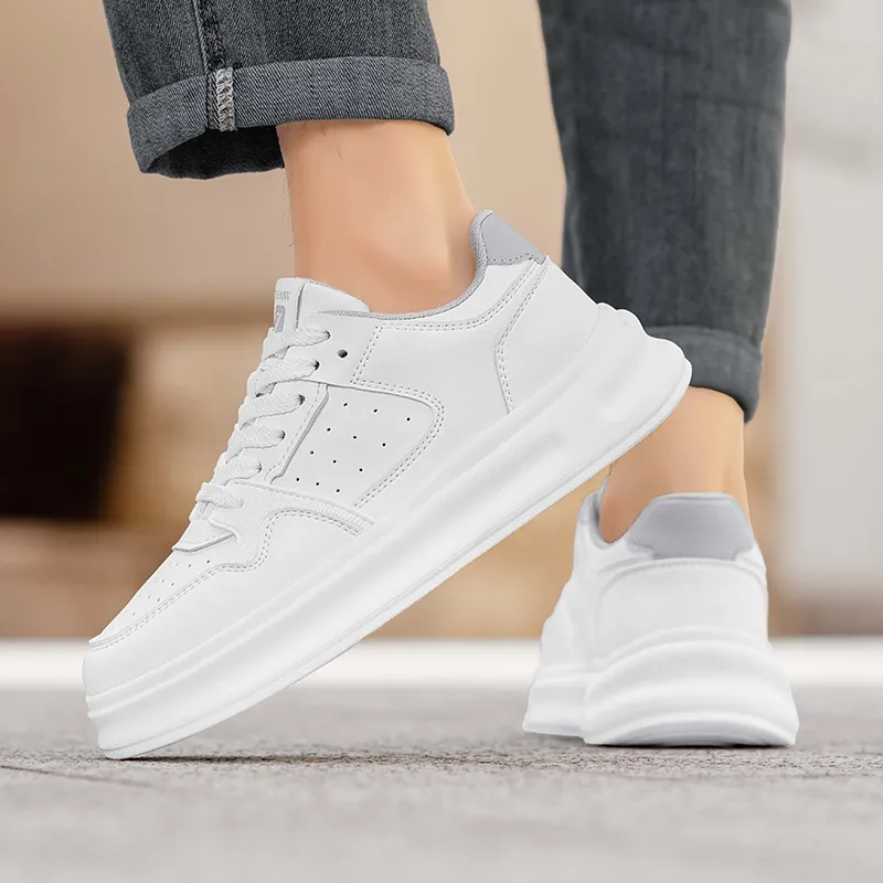GERTOP Skateboard Shoes Men Low-Top Rice Apricot White Gray-7