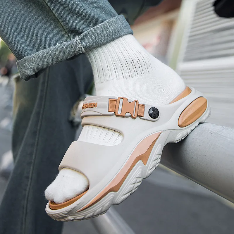 GERTOP Beach Sandals Men Black Orange, White Green, Khaki-6