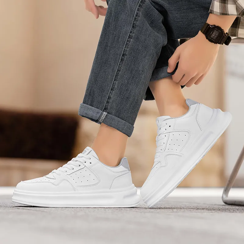 GERTOP Skateboard Shoes Men Low-Top Rice Apricot White Gray-9