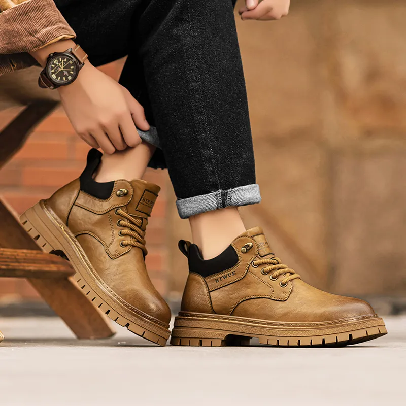 GERTOP Men's Casual Shoes Men Mid Top-5