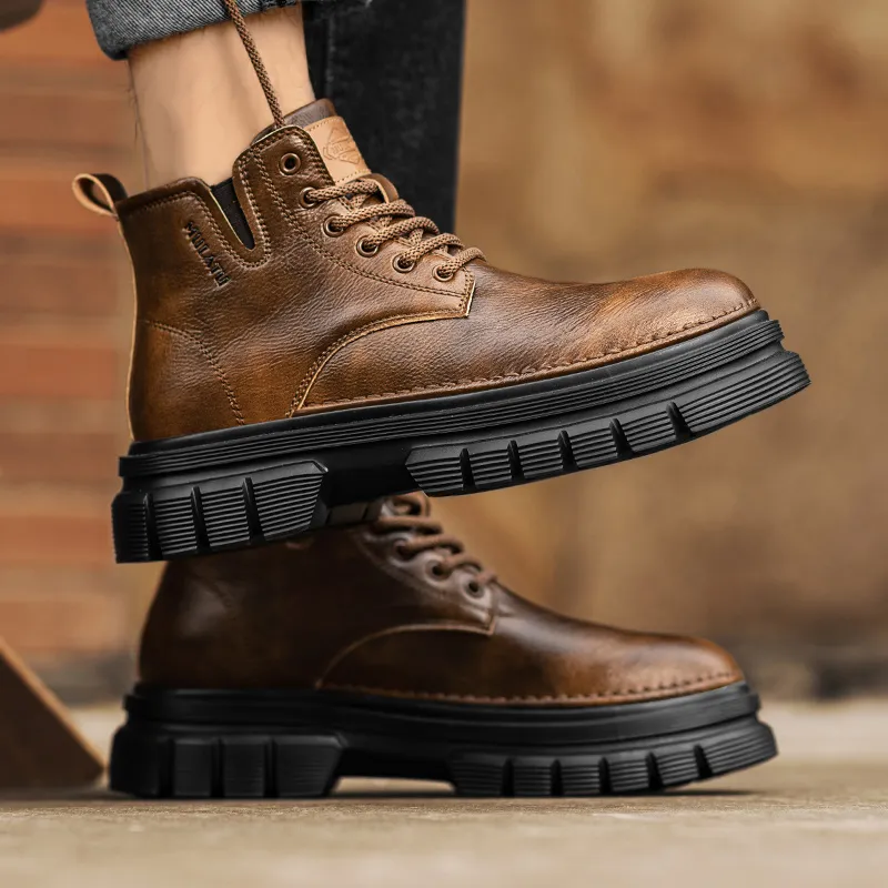 GERTOP Martin Boots Men Black/Brown-4