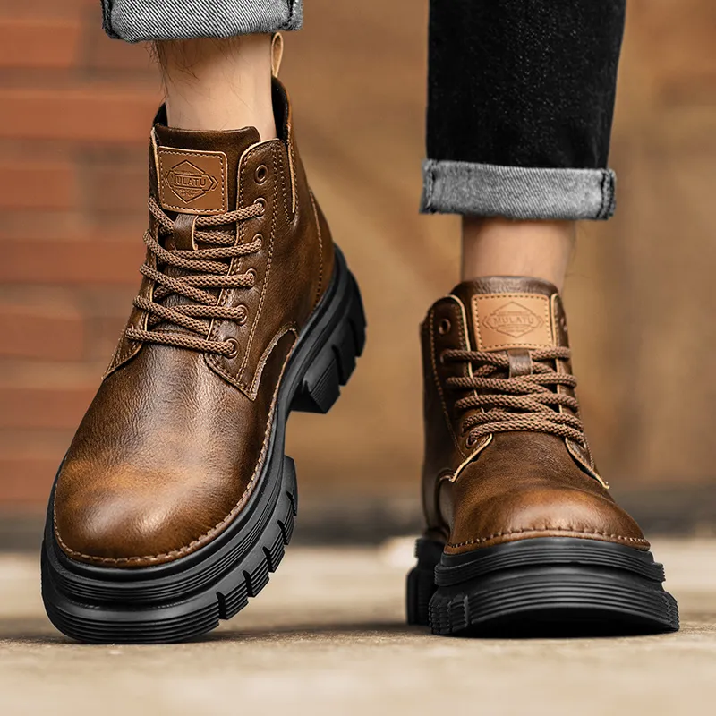 GERTOP Martin Boots Men Black/Brown-2