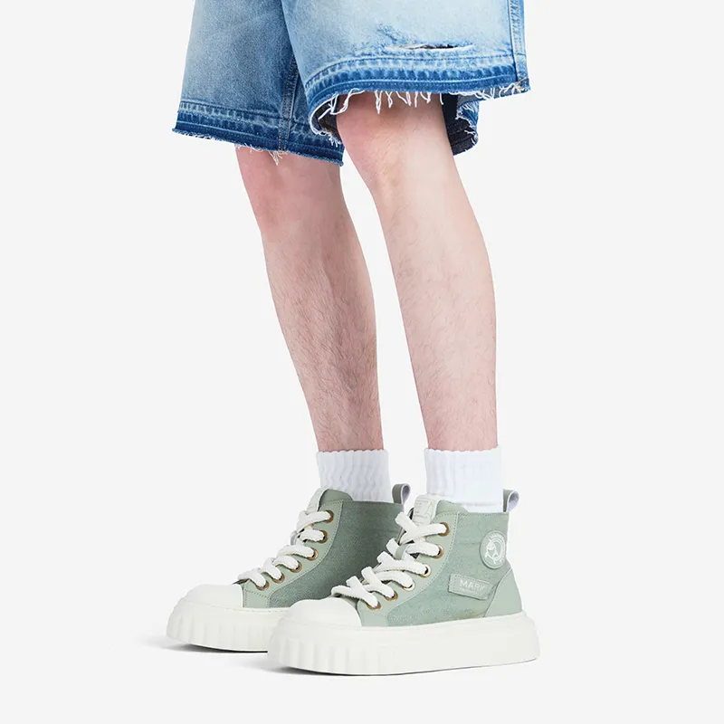 FAIRWHALE High-Top Canvas Shoes Men's Charcoal Black/Mint Mambo Green-13