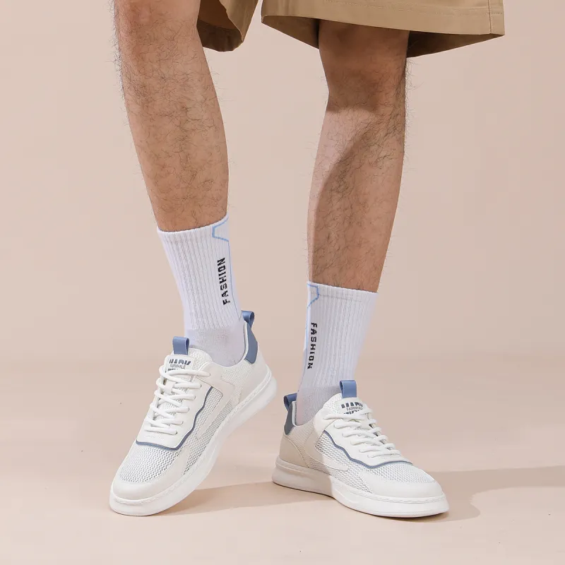 FAIRWHALE Low Top Stylish Skateboarding Shoes Men's White-4