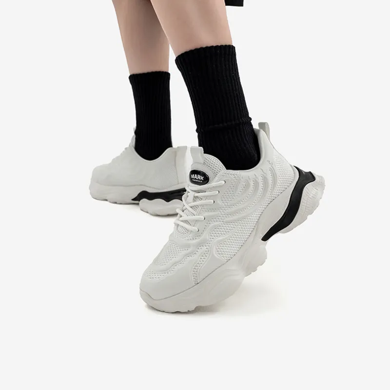 FAIRWHALE Low Top Chunky Sneakers Men's Raw White/Pure Black-13