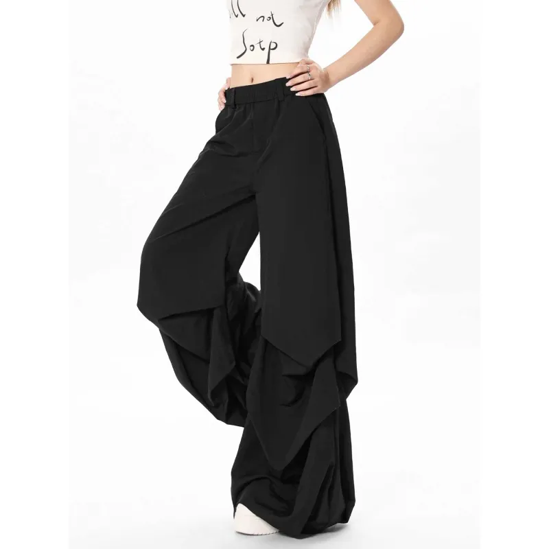 Vine Color Casual Pants Unisex Black-6