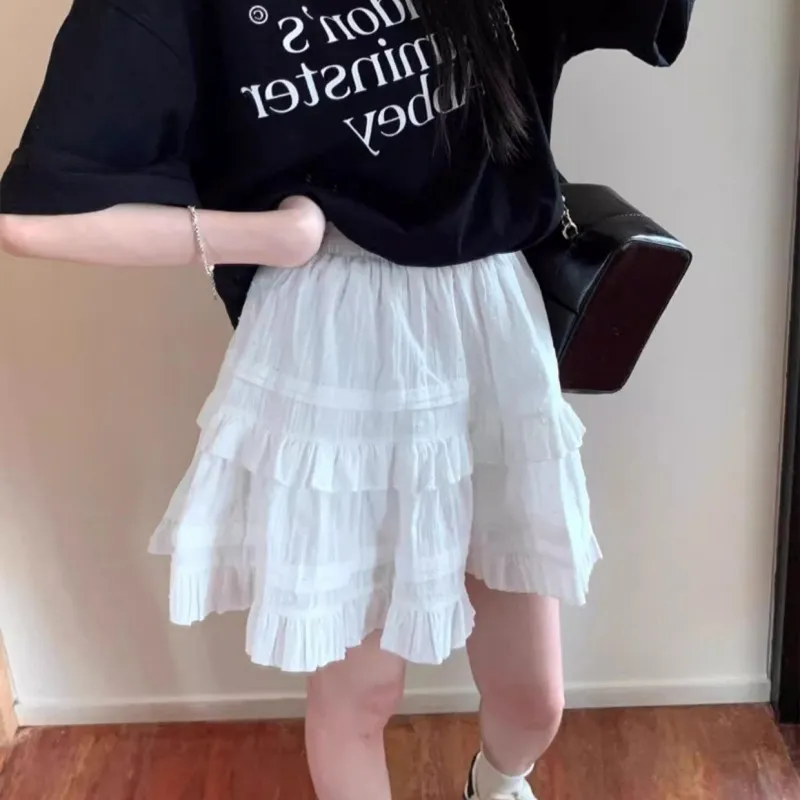 Vine Color Casual Short Skirts Women's White-1