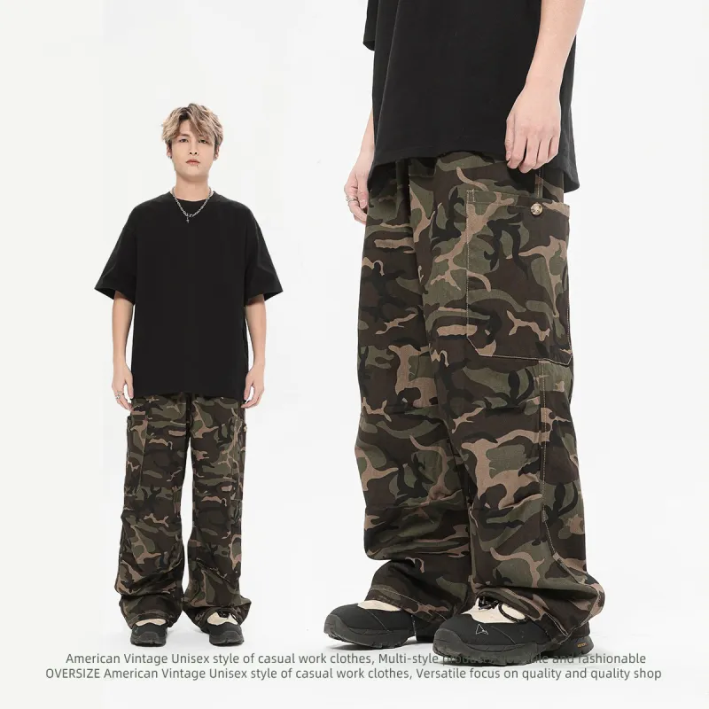 Vine Color Cargo Pants Unisex Camouflage-2