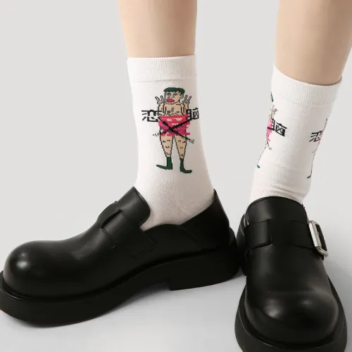 Vine Color Mid Calf Socks Unisex 4 Pack