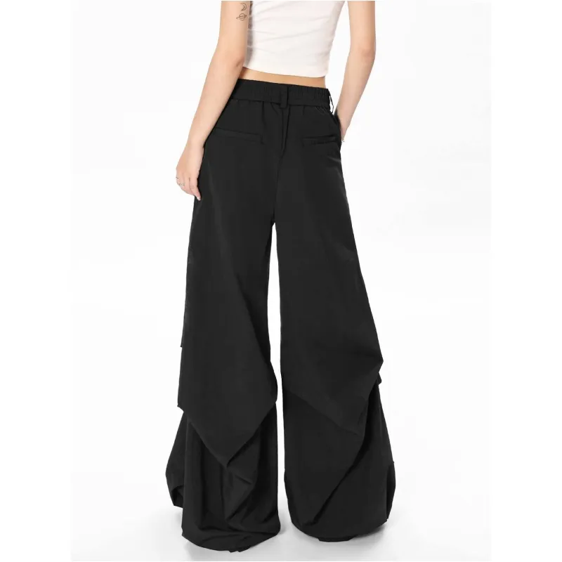 Vine Color Casual Pants Unisex Black-5