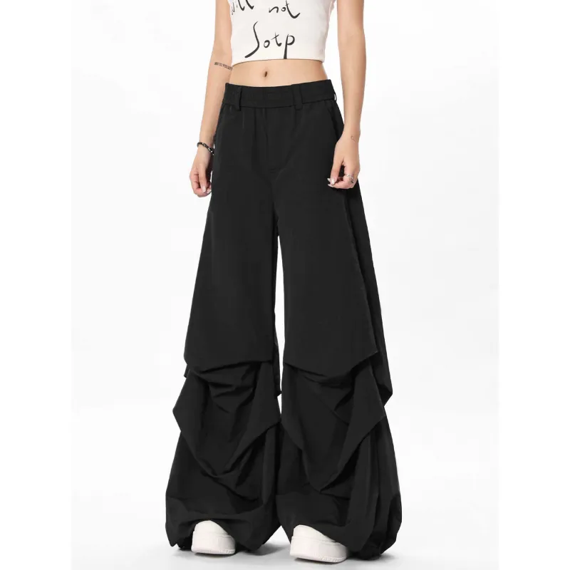 Vine Color Casual Pants Unisex Black-2