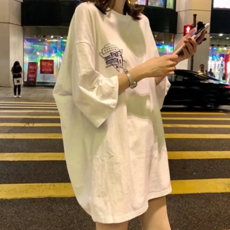 Vine Color Drop Shoulder Sleeve T Shirt Women's White-3