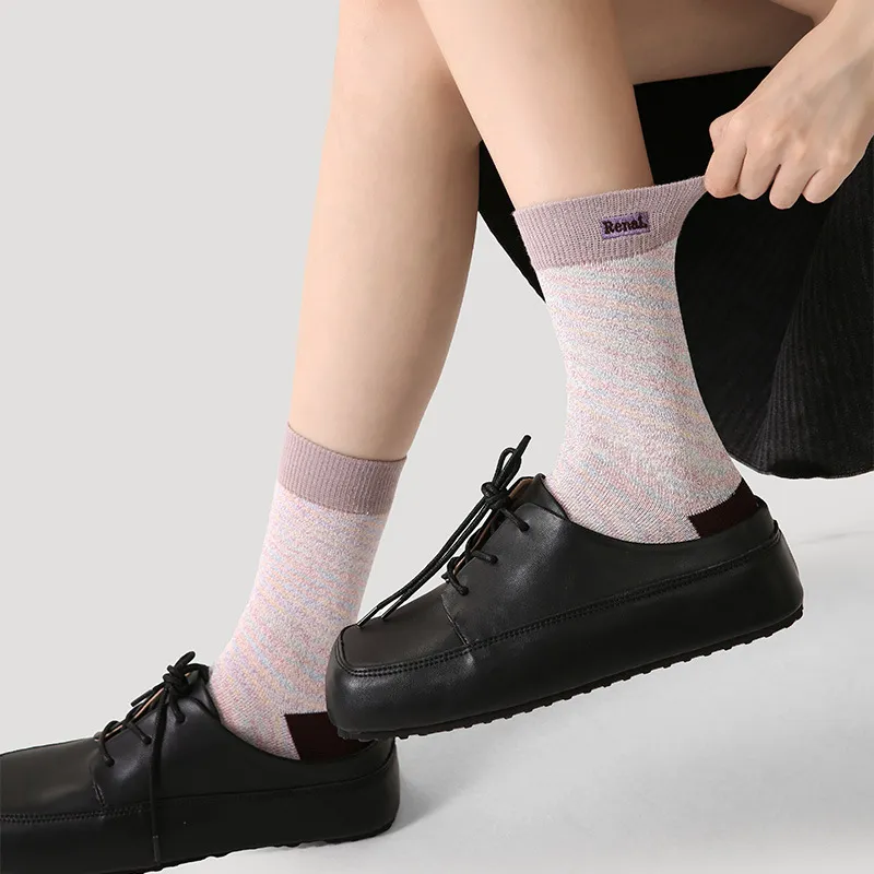 Vine Color Mid Calf Socks Women's 5 Pack Ivory-2