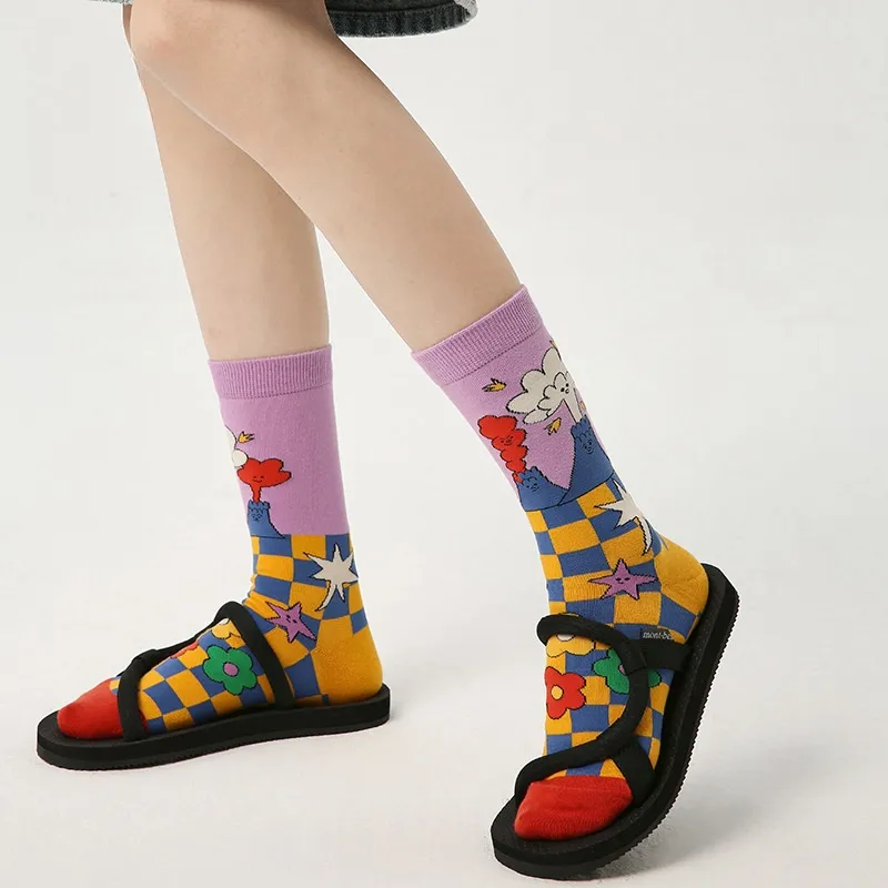 Vine Color Mid Calf Socks Women's 5 Pack-4