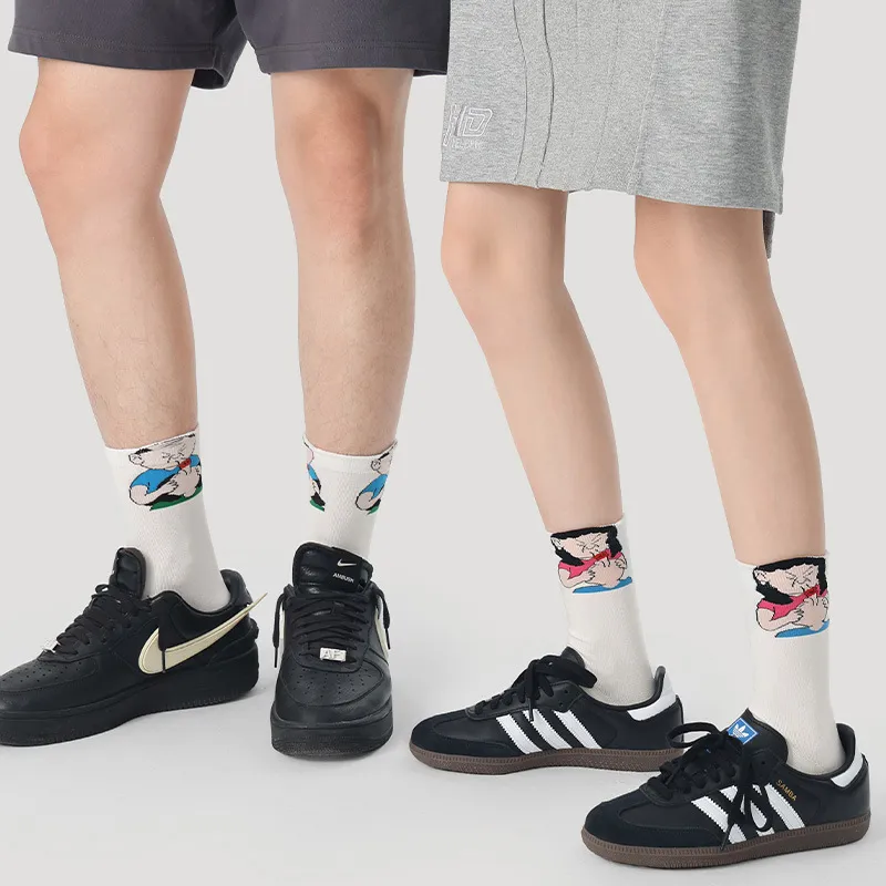 Vine Color Mid Calf Socks Unisex 4 Pack-1