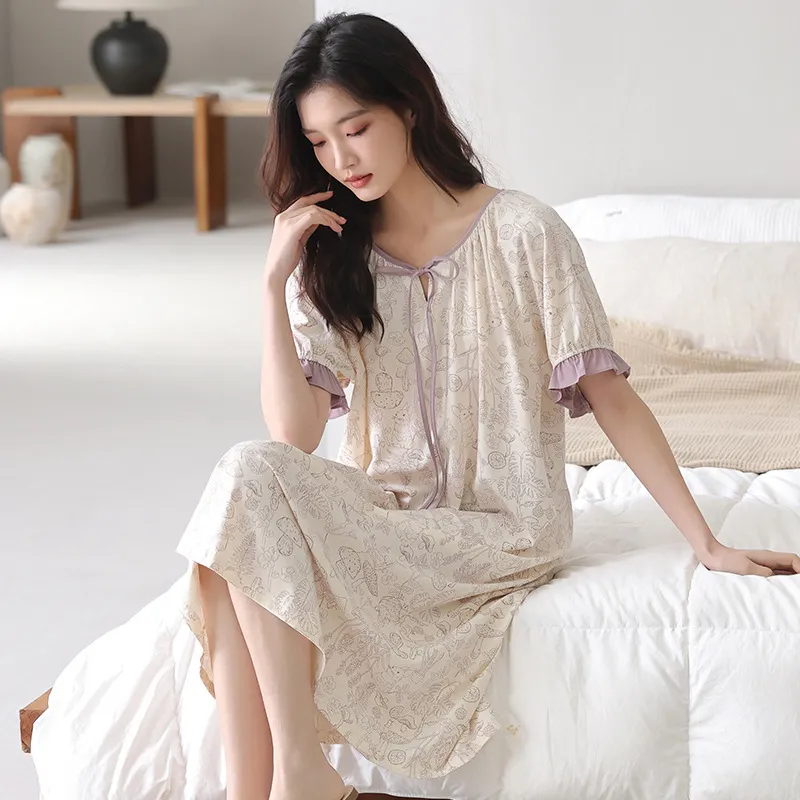 Vine Color Nightgown Women's Purple Pink-1