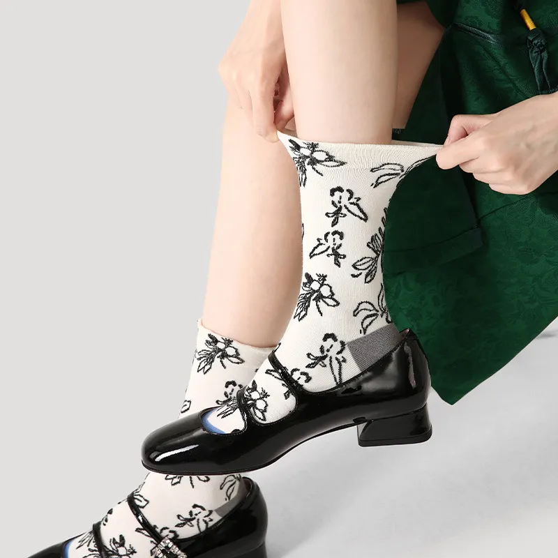 Vine Color Mid Calf Socks Women's 5 Pack-2