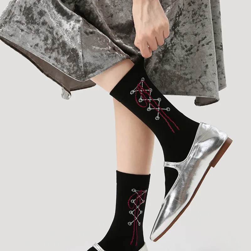 Vine Color Mid Calf Socks Unisex 4 Pack Chinese Cyber Socks-1