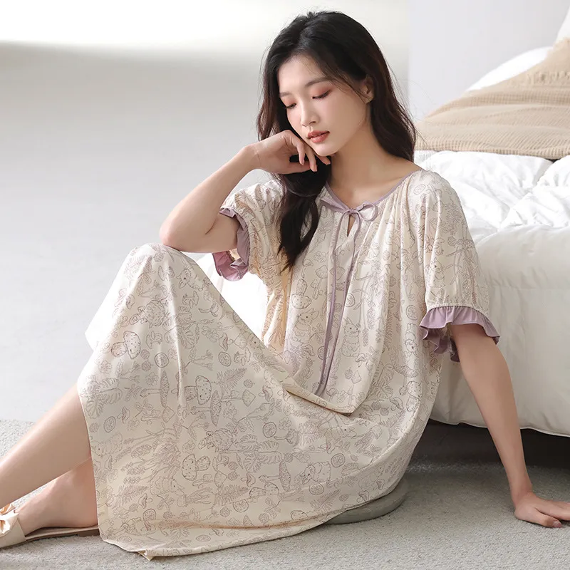 Vine Color Nightgown Women's Purple Pink-3
