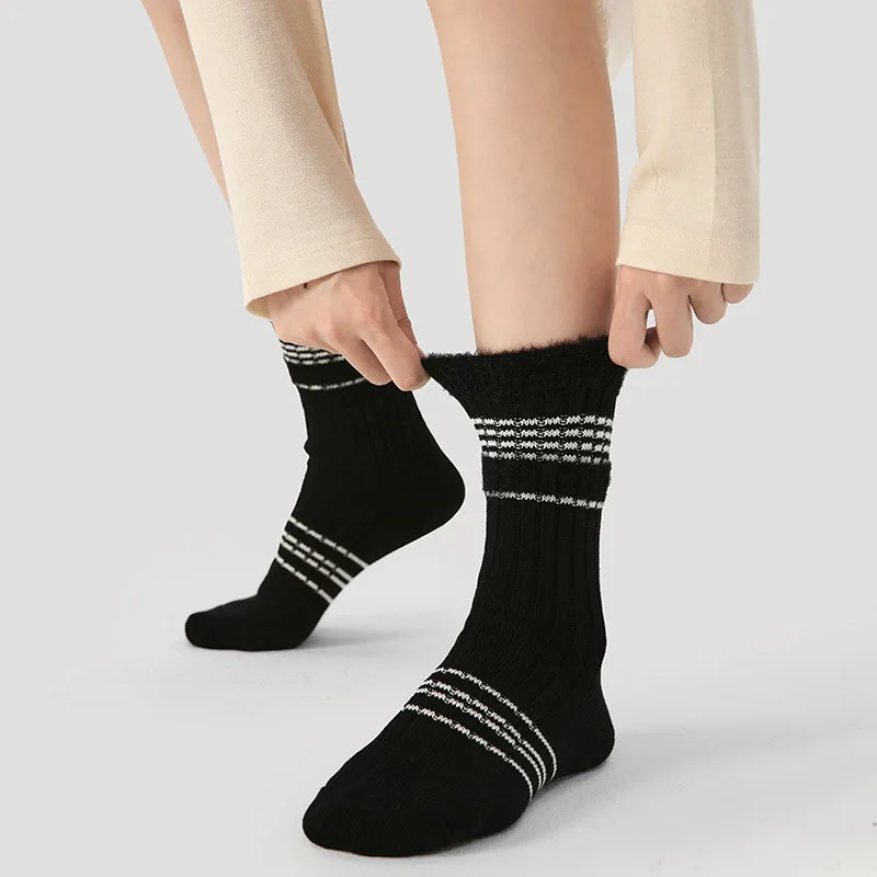Vine Color Mid Calf Socks Unisex 3 Pack Sparkling Silver Black-3